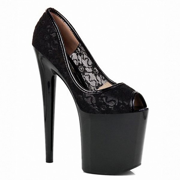 8 inch Women Lace Dress Stripper Stiletto Platform 20cm Models Dress Fetish Elegant Pumps D-217