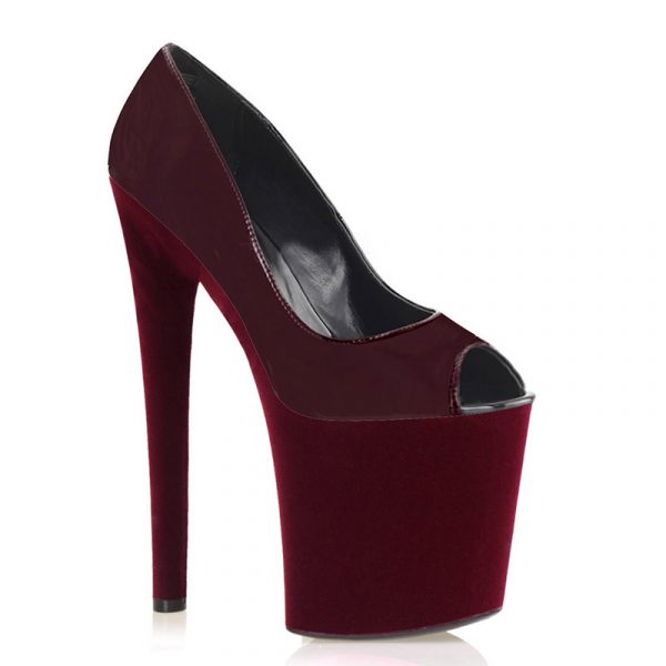 8 Inch Gothic Pole Dance Women Evening Shoes Party Suede Burgundy Platform Pumps D-250