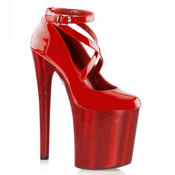 8 Inch Gothic Women Evening Shoes Belt Buckle Strap Dress Red Platform Stripper Pumps D-261 - Image 3