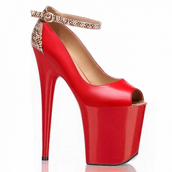 8 inch Women Snake Pattern Stripper Stiletto Shoes 20cm Sexy Models Dress Peep Toe Pumps Q-089 - Image 2