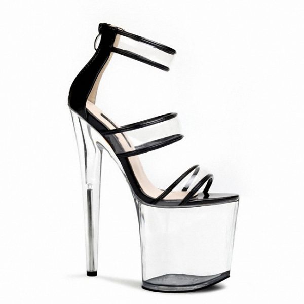 8 Inch Ankle Strap Transparent Women Summer High Heels Zipper Pole Dancing Shoes Q-100 - Image 5