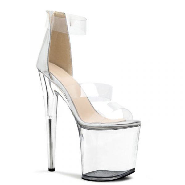 8 Inch Women Summer Transparent Ankle Strap Sandals Gothic Clear Thin Heels Pole Dance Shoes Q-108 - Image 2