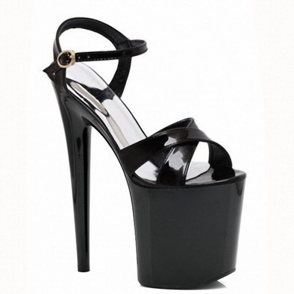 8 Inch Clear Platform Shoes Stiletto T-Strap Sandals Roman Dress Goth Crystal Thin Heels Q-118 - Image 4