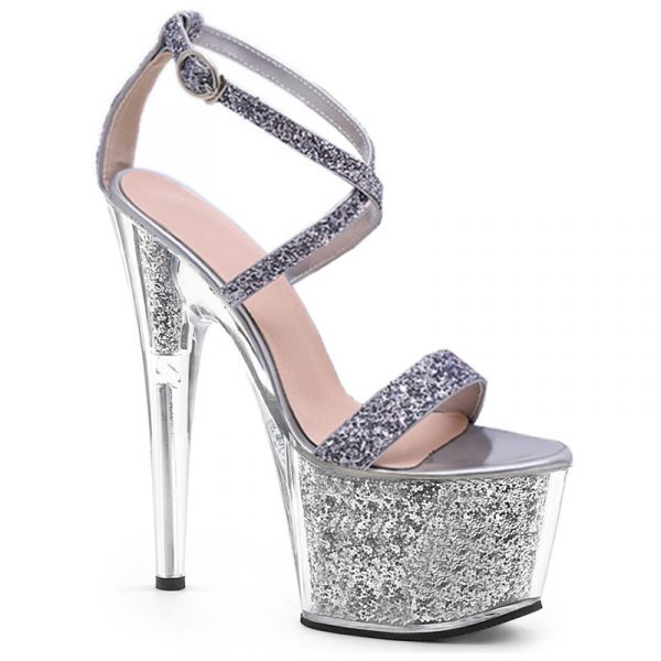 7 Inch Strip Ankle Shoes Glitter Stripper Transparent Pole Dance Heels Punk Stilettos Sandals Wholesale Q-137