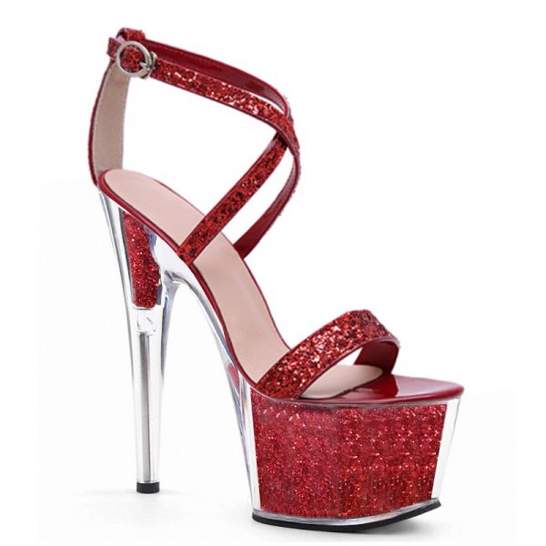 7 Inch Strip Ankle Shoes Glitter Stripper Transparent Pole Dance Heels Punk Stilettos Sandals Wholesale Q-137 - Image 4