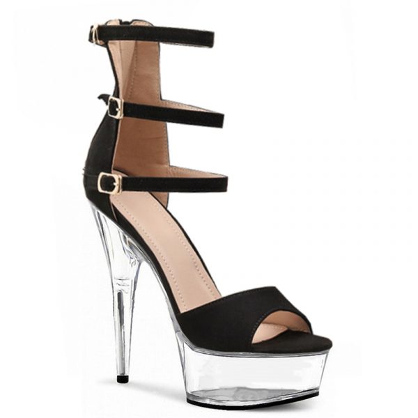 15cm Transparent Sandals Pleaser Platform Heeled High Heels Buckle Strappy Pole Dance Shoes Q-173 - Image 2