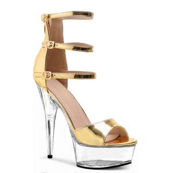 15cm Transparent Sandals Pleaser Platform Heeled High Heels Buckle Strappy Pole Dance Shoes Q-173