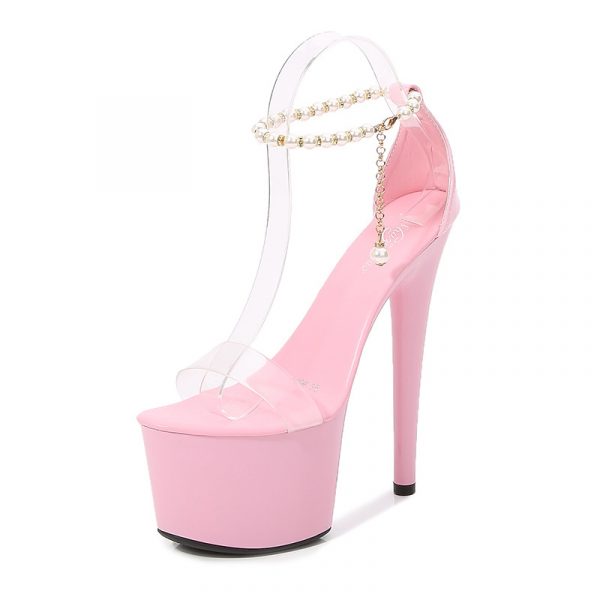 17cm Women Sexy Fetish Party Dress Pearl High Heels Stripper Buckle Bride Sandals Platform Shoes 181-47 - Image 8