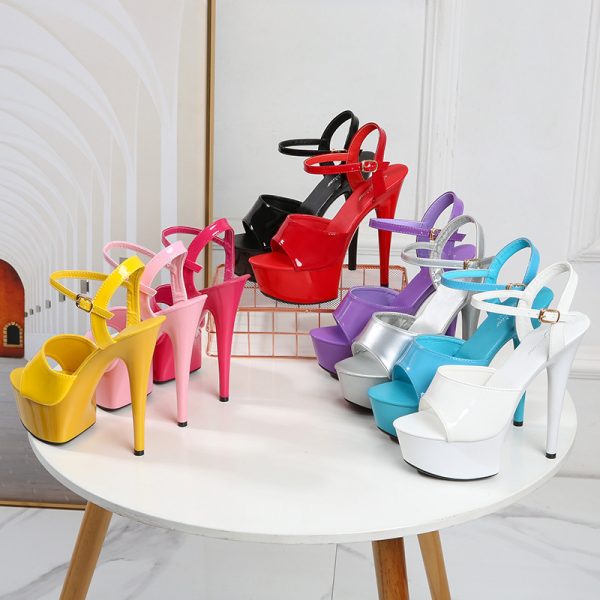 15cm Women Sexy Party Dress High Slope Heels Stripper Buckle Bride Sandals Platform Shoes 8661-1 - Image 2