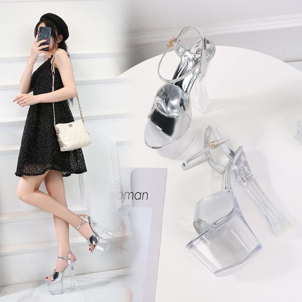 18cm Women Sexy Fetish Party Dress High Heels Stripper Buckle Bride Sandals Platform Shoes 10367-9A