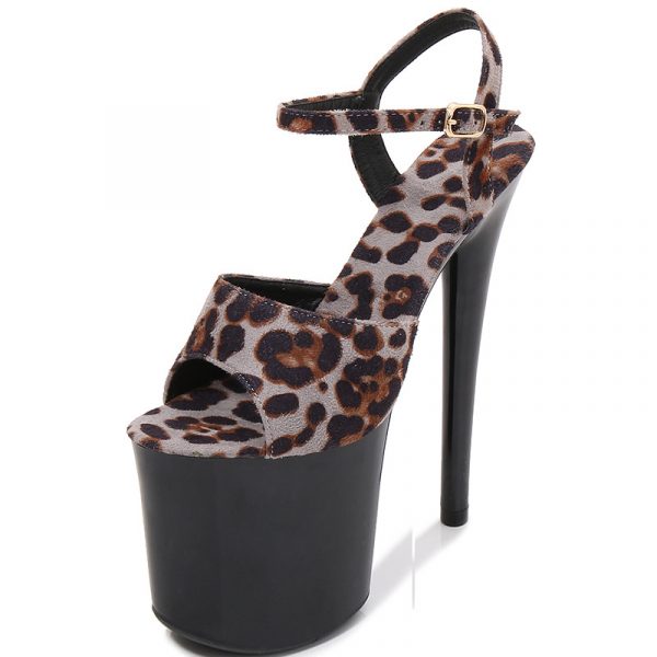 17cm Women Sexy Party High Heels Leopard Print 20cm Stripper Buckle Bride Sandals Platform Shoes 181-27 - Image 8