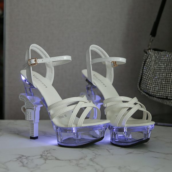 15cm Women Sexy Flash Party Dress High Heels Stripper Buckle Bride Sandals Platform Shoes 10314-9 - Image 7