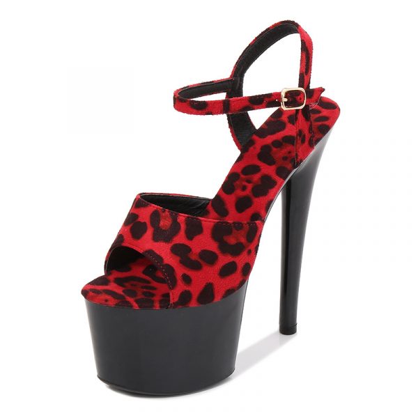 17cm Women Sexy Party High Heels Leopard Print 20cm Stripper Buckle Bride Sandals Platform Shoes 181-27 - Image 10